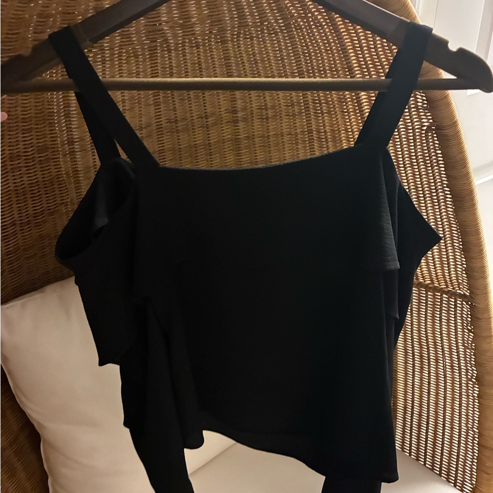 All Saints XS Black cold shoulder flowy top